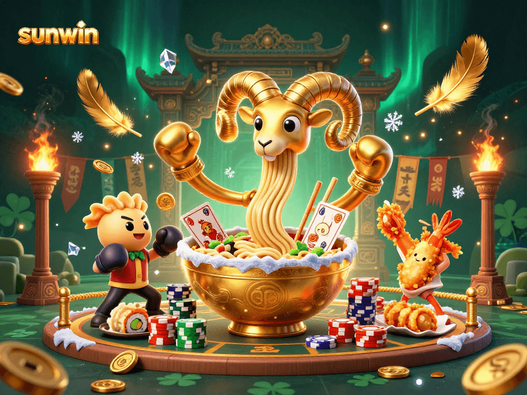 Engage with sunwin in this vibrant casino scene featuring unique characters and dynamic elements.