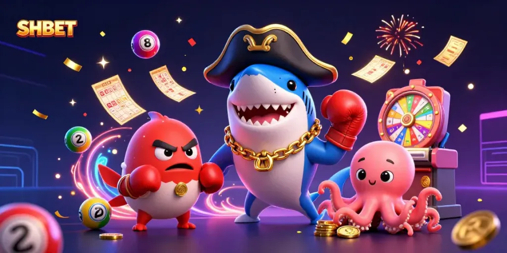 Experience thrilling excitement at SHBET's vibrant online casino with engaging characters and dynamic gaming elements.