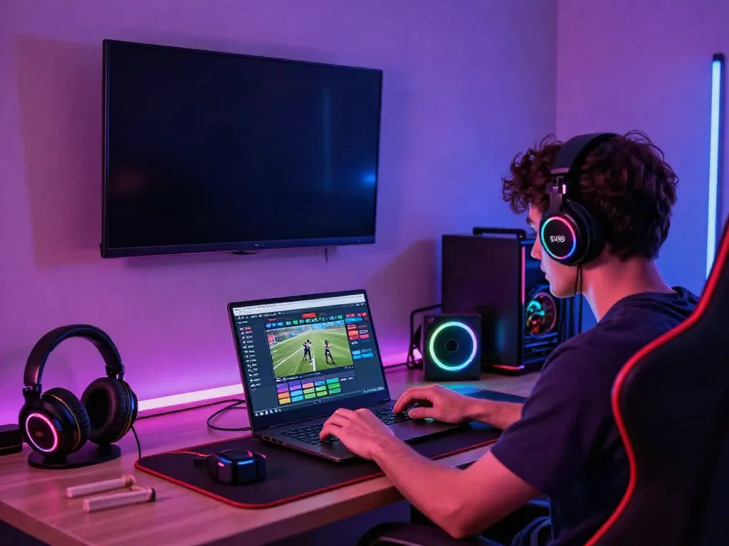 Dynamic gaming setup featuring SV88 online betting interface and accessories