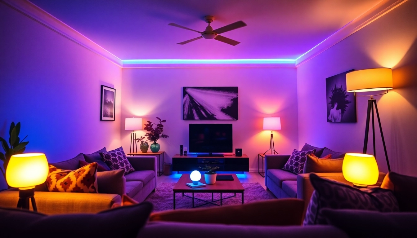 Erleben Sie die Migration des Hue Bridge Pro in einem modernen Smart Home, das von Philips Hue-Lichtern beleuchtet wird.