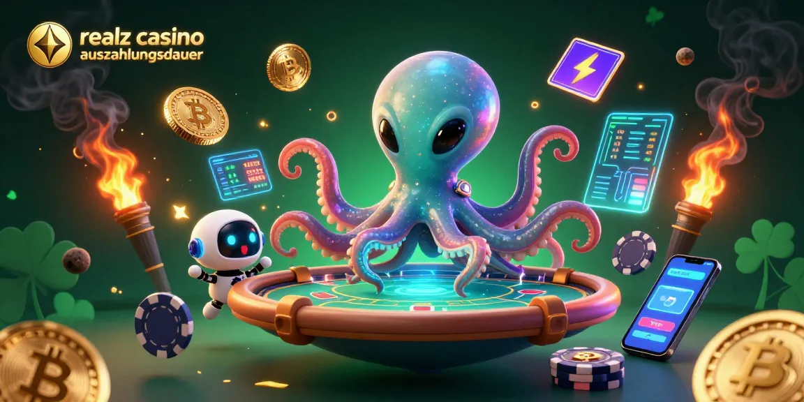Erleben Sie die aufregende realz casino auszahlungsdauer mit einem außerirdischen Oktopus, der an einem holografischen Pokertisch spielt.